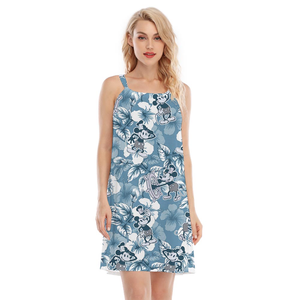 Women's Hawaiian Dress With Steamboat Willie Mickey Print - variant image 1