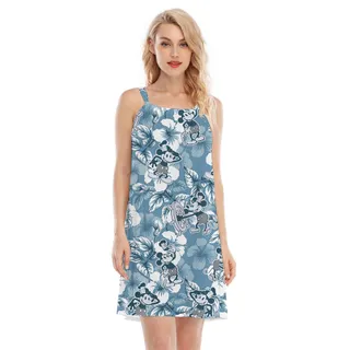 Women's Hawaiian Dress With Steamboat Willie Mickey Print