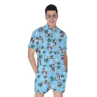 Mickey Steamboat Willie Hawaiian Beach Romper For Men
