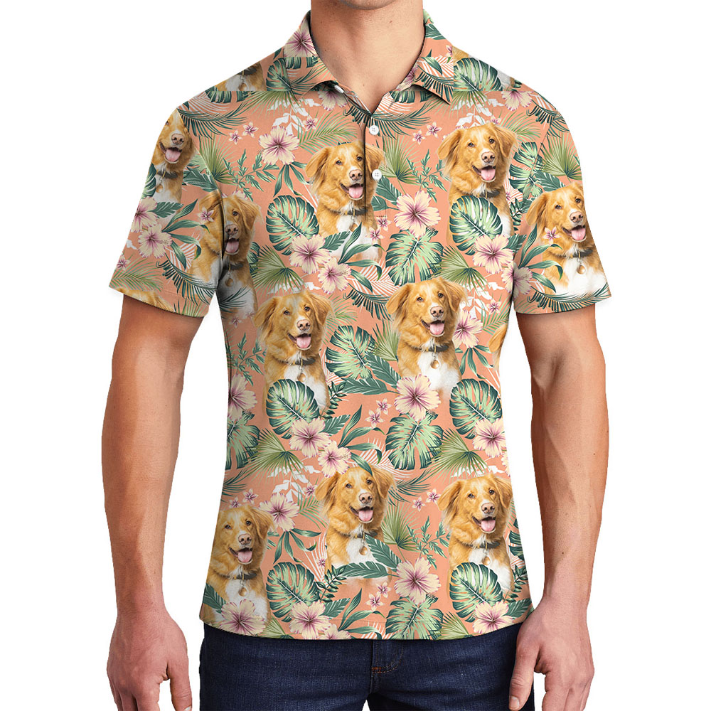 Custom Photo Men's Floral Polo Shirt - variant image 1