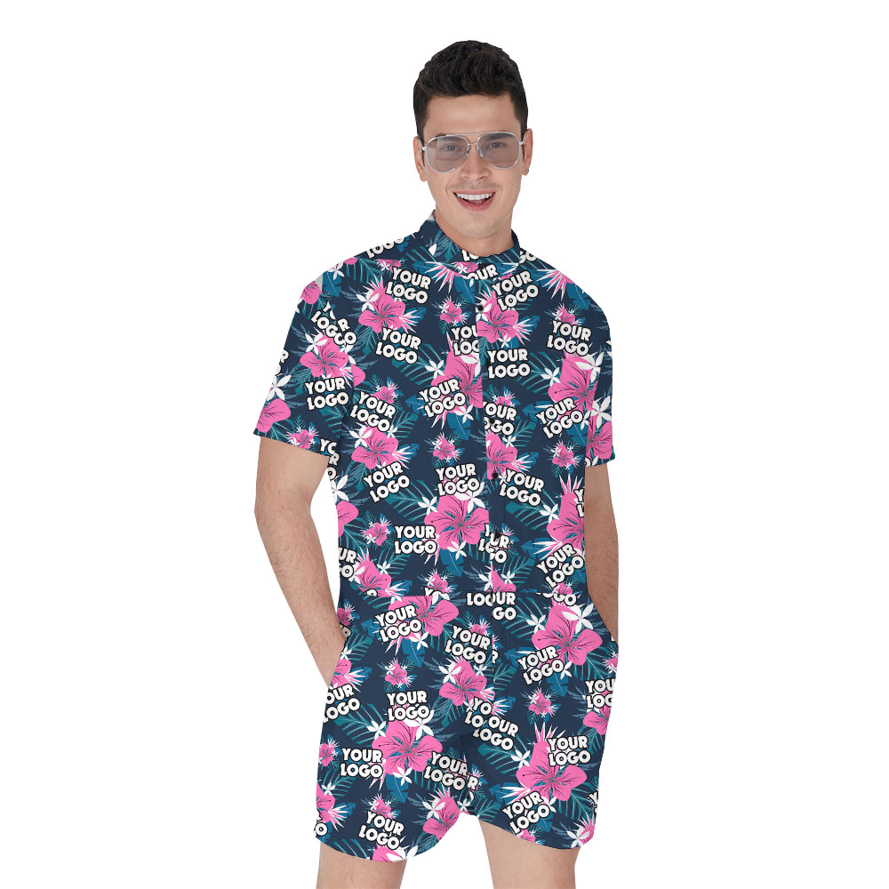 Purple Custom Face Men's Tropical Romper - variant image 1
