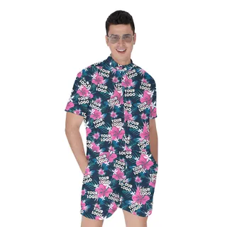 Purple Custom Face Men's Tropical Romper