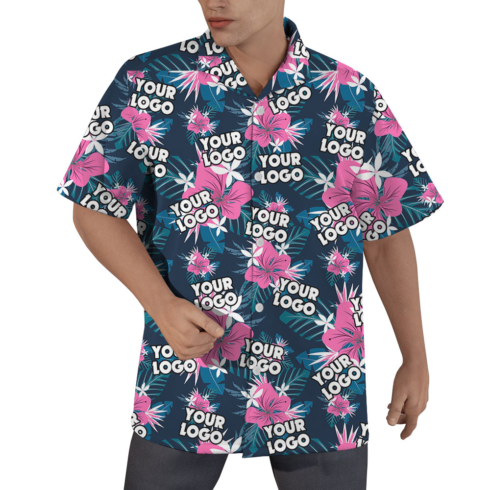 Custom Logo Purple Floral Hawaiian Shirts - variant image 1