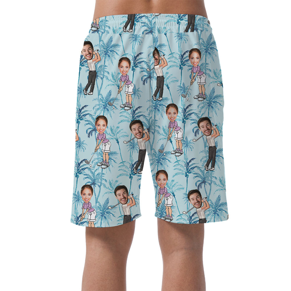 Custom Multiple Faces Golf Hawaiian Shorts