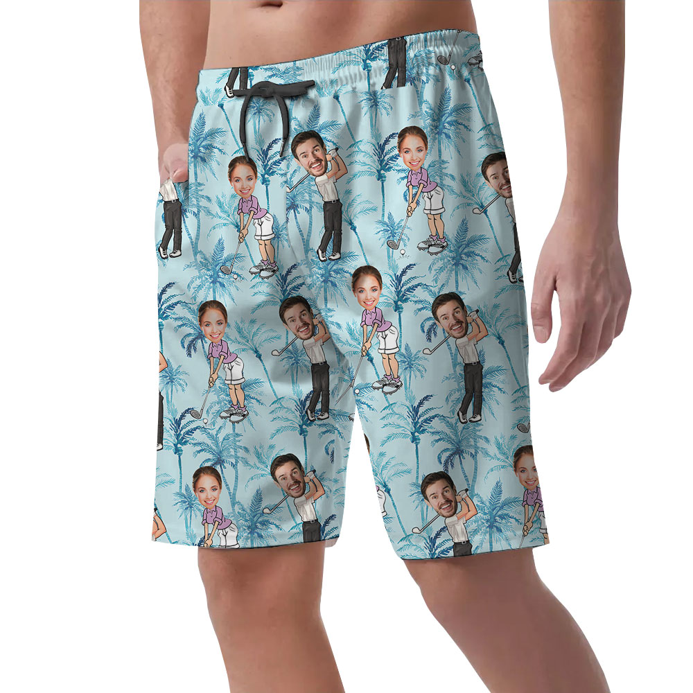 Custom Multiple Faces Golf Hawaiian Shorts