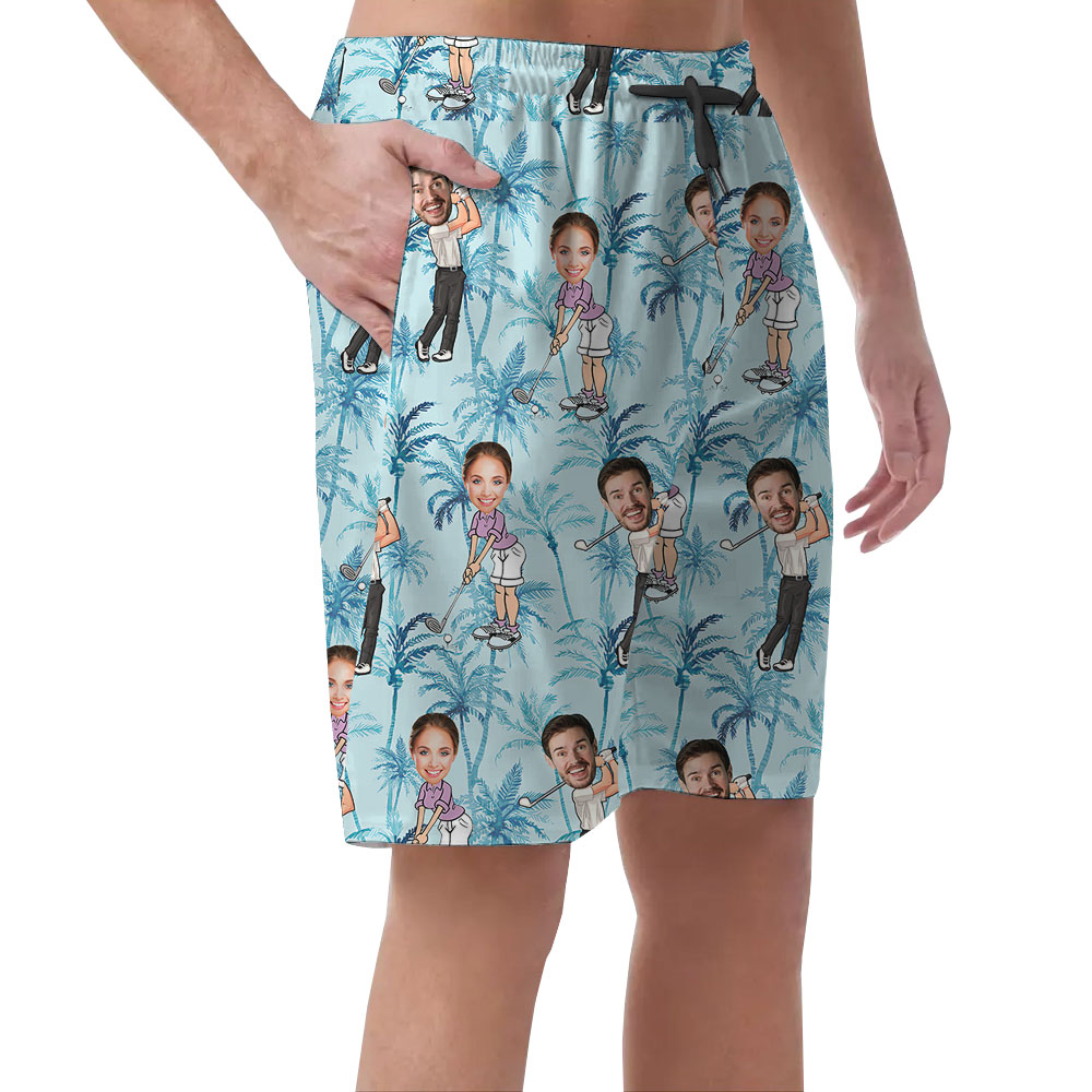 Custom Multiple Faces Golf Hawaiian Shorts