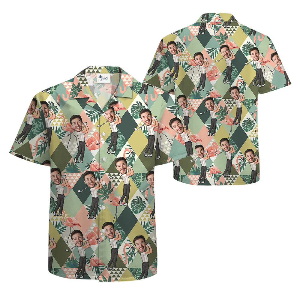 Tropical Golf Hawaiian Shirt With Multiple Faces