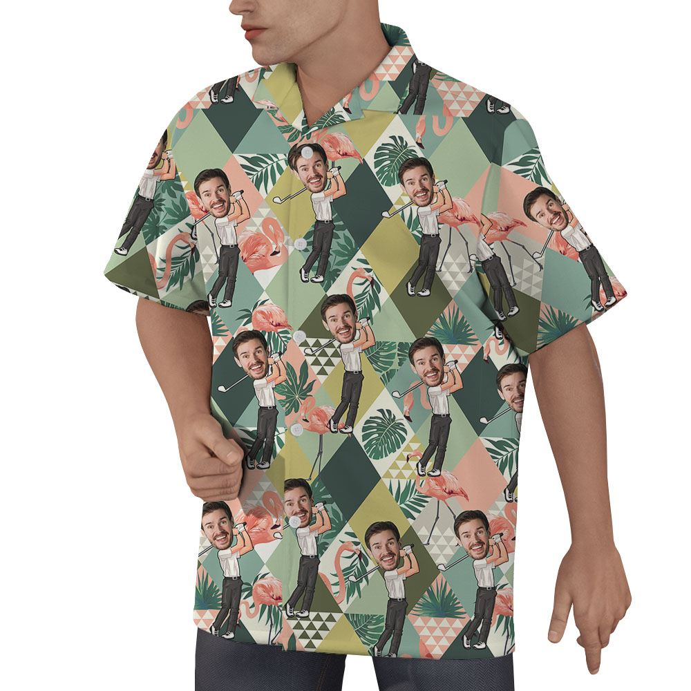 Tropical Golf Hawaiian Shirt With Multiple Faces