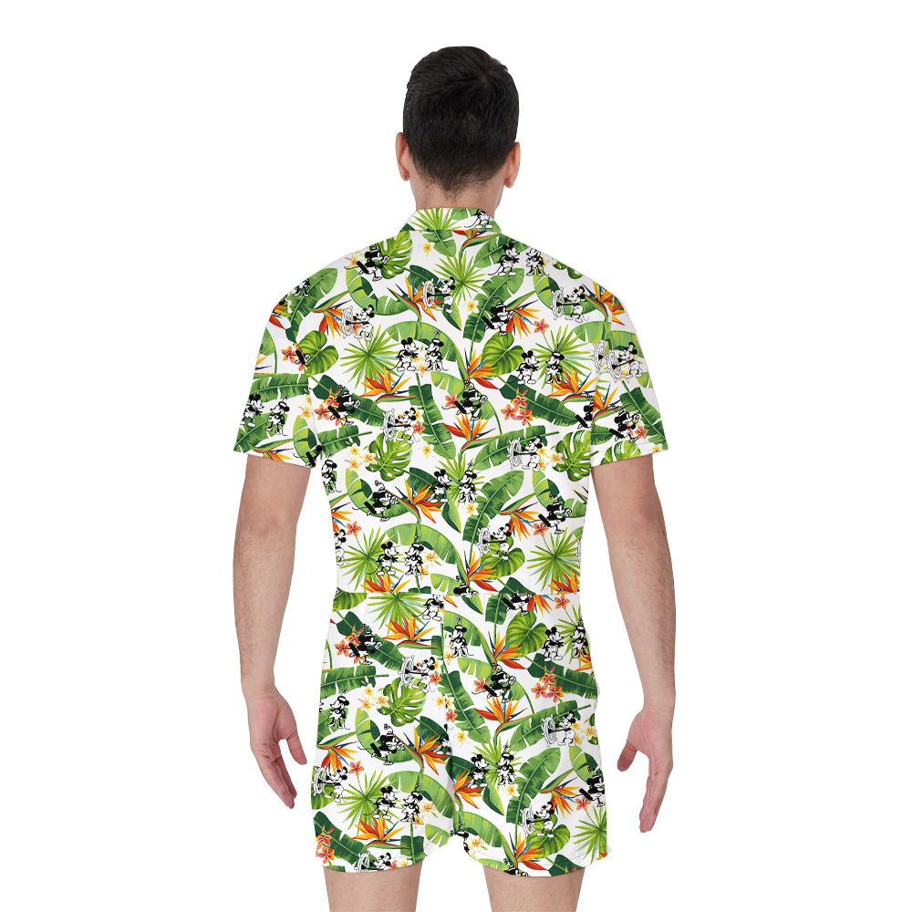 Cute Mickey Mouse Tropical Hawaiian Romper For Men