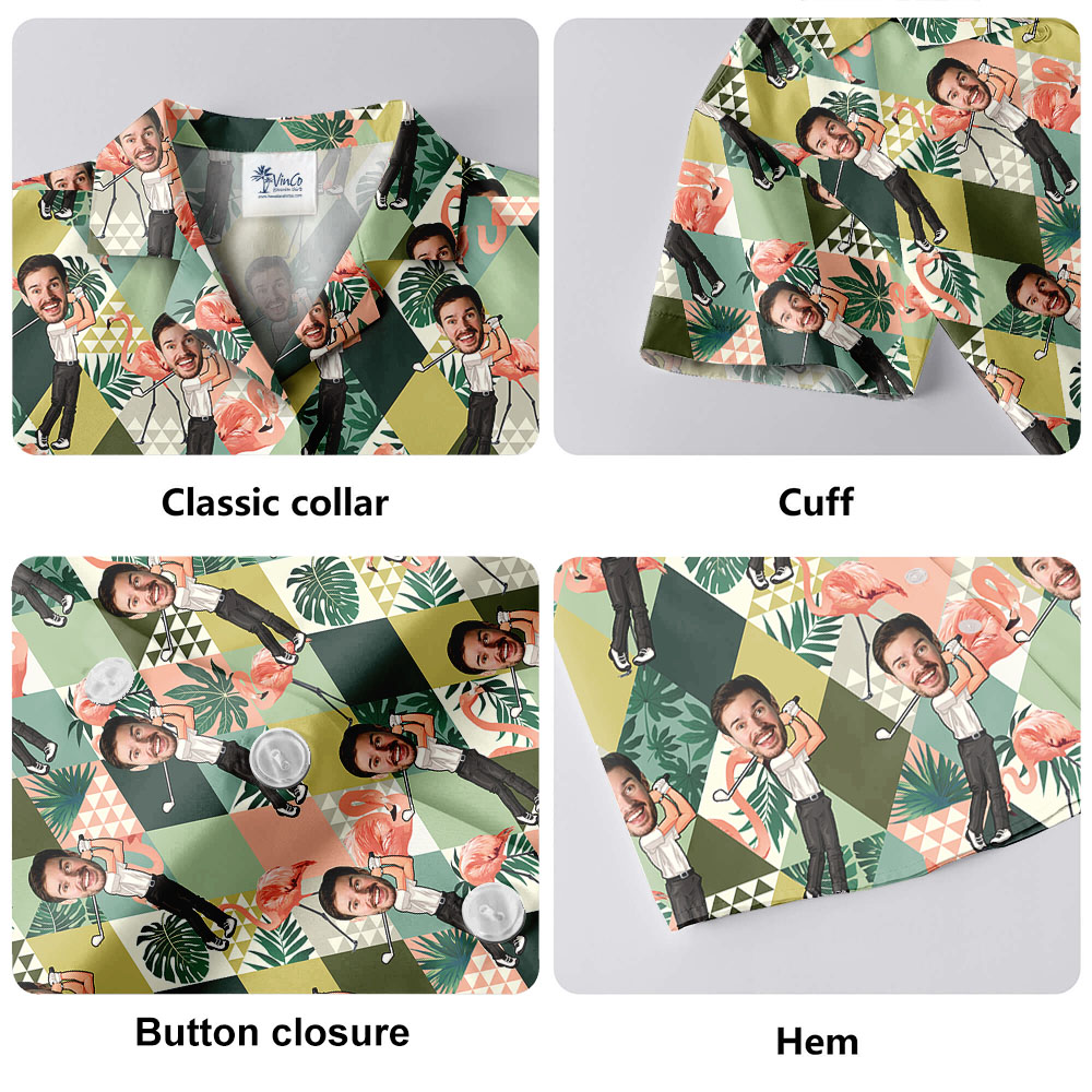 Tropical Golf Hawaiian Shirt With Multiple Faces