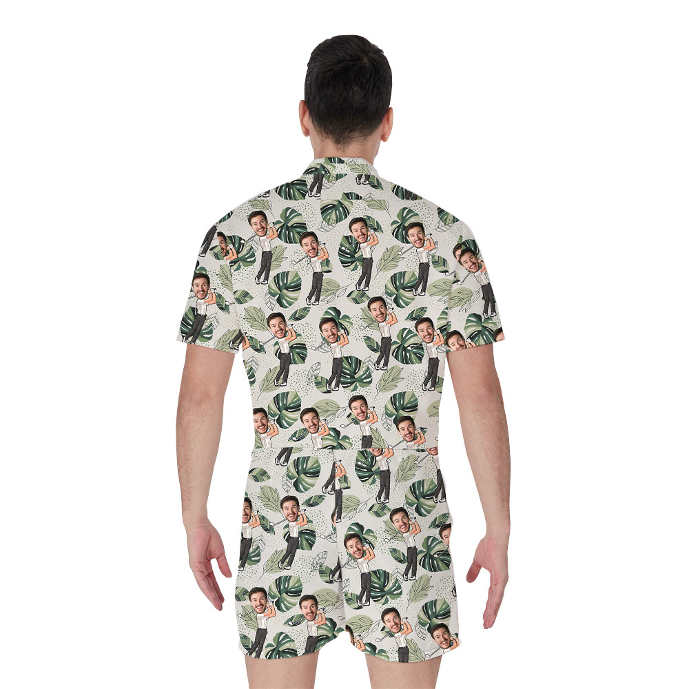 Funny Golfer Men's Romper With Custom Faces