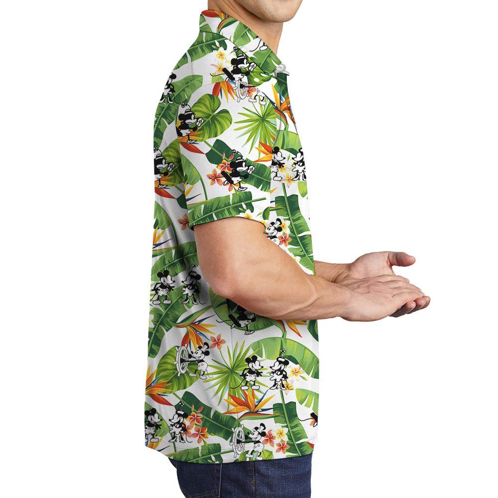 Mickey Steamboat Willie 1928 Tropical Hawaiian Polo Shirt
