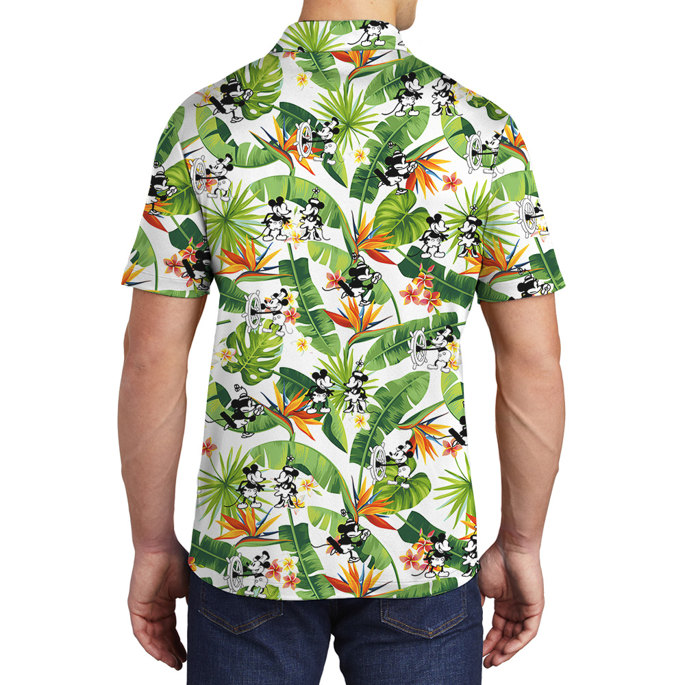 Mickey Steamboat Willie 1928 Tropical Hawaiian Polo Shirt