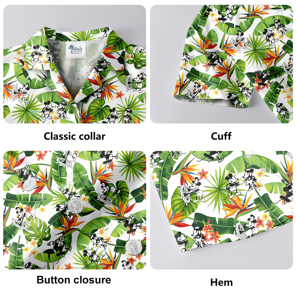 Cute Mickey Steamboat Willie Tropical Hawaiian Shirt
