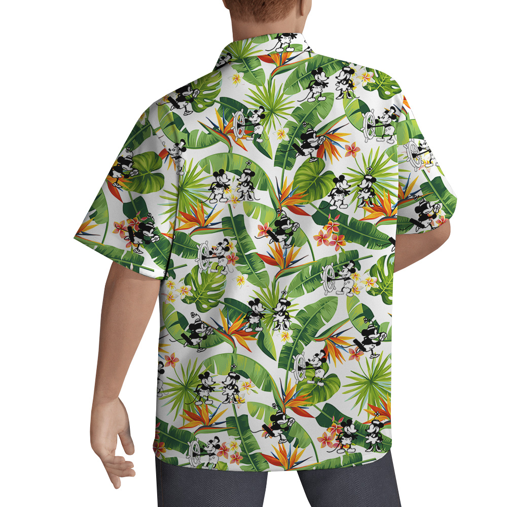 Cute Mickey Steamboat Willie Tropical Hawaiian Shirt
