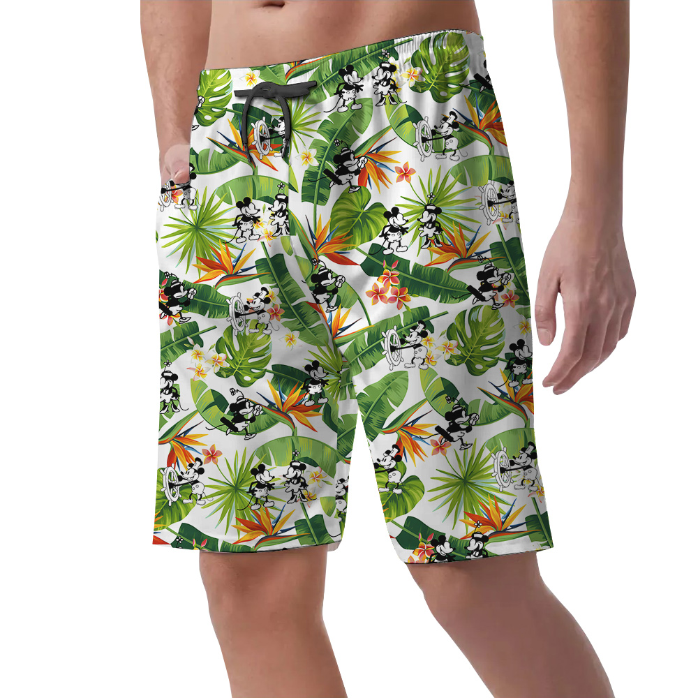 Cool Tropical Mickey Mouse Men's Hawaiian Beach Shorts