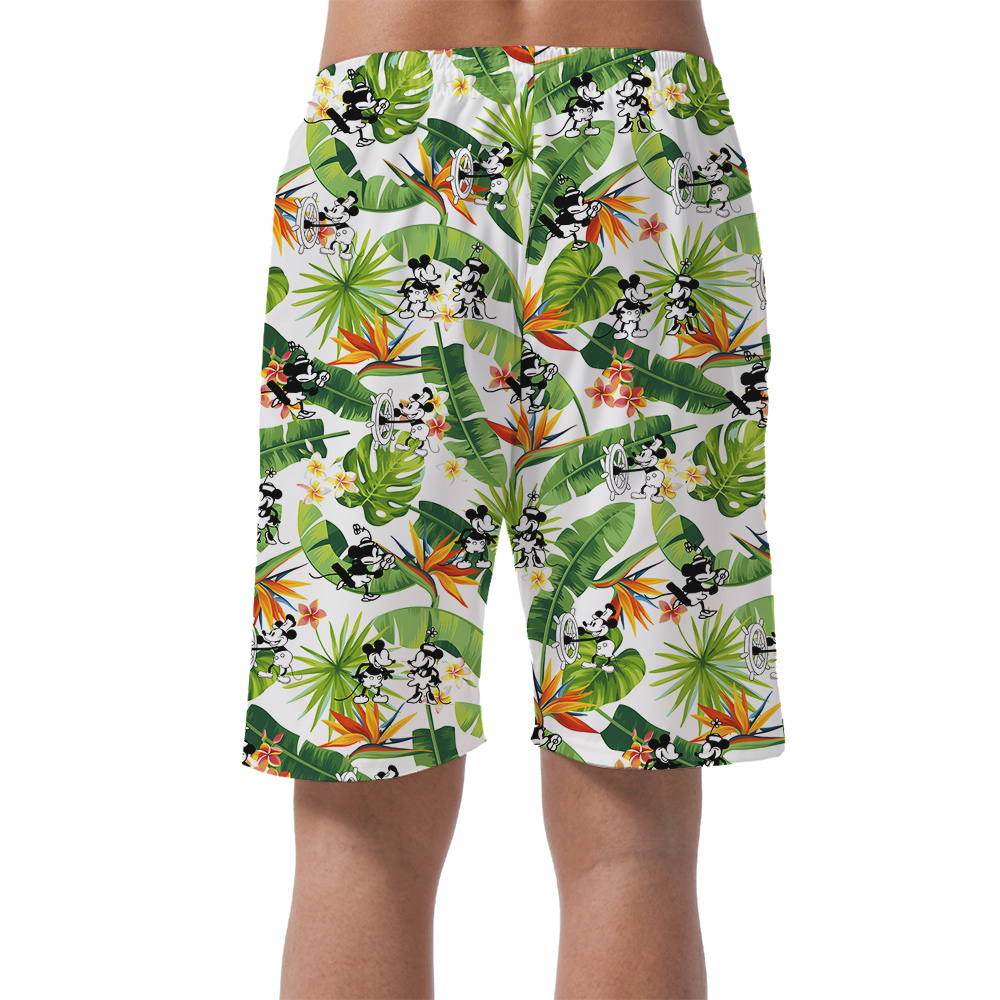 Cool Tropical Mickey Mouse Men's Hawaiian Beach Shorts