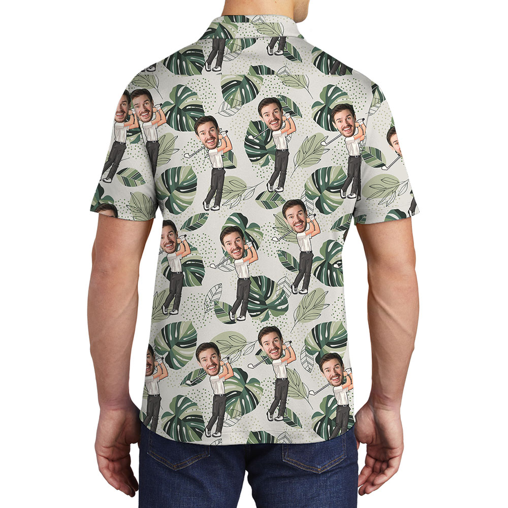 Golf  Men's Polo Shirt With Funny Custom Face Golfer