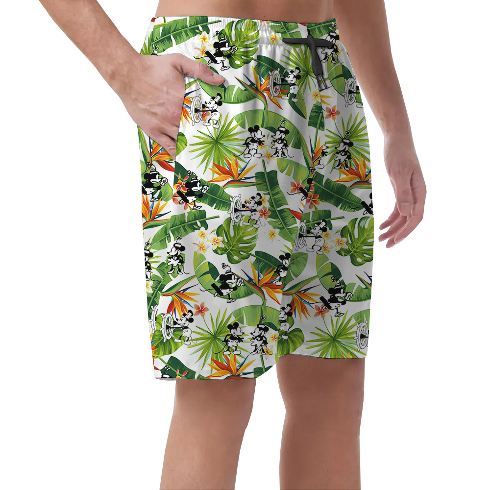 Cool Tropical Mickey Mouse Men's Hawaiian Beach Shorts