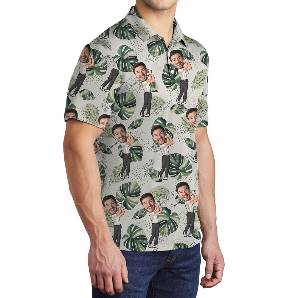 Golf  Men's Polo Shirt With Funny Custom Face Golfer
