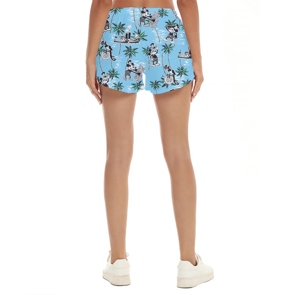 Funny Mickey Steamboat Willie Beach Shorts For Women