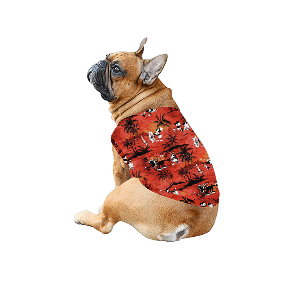 Tropical Sunset Beach Mickey Orange Matching Hawaiian Shirts For Family