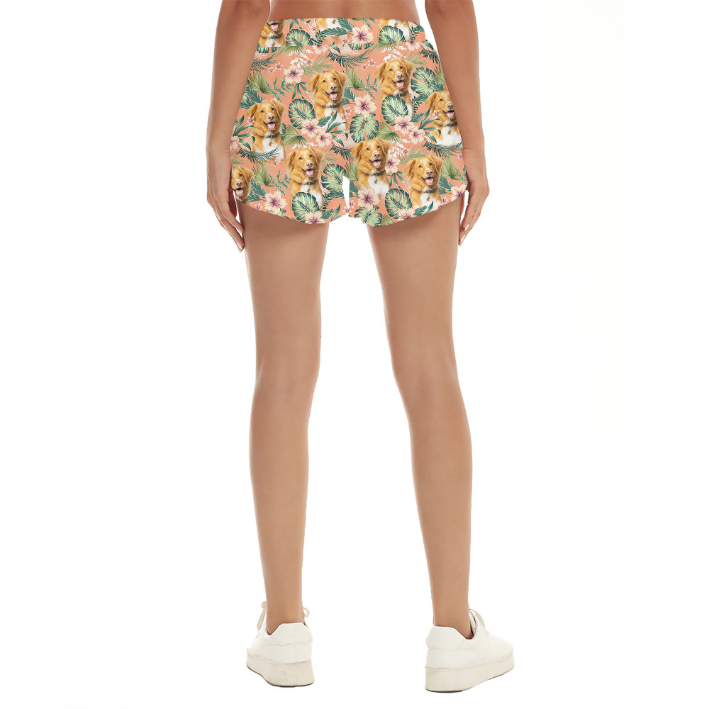 Cute Custom Dog Face Hawaiian Shorts For Women
