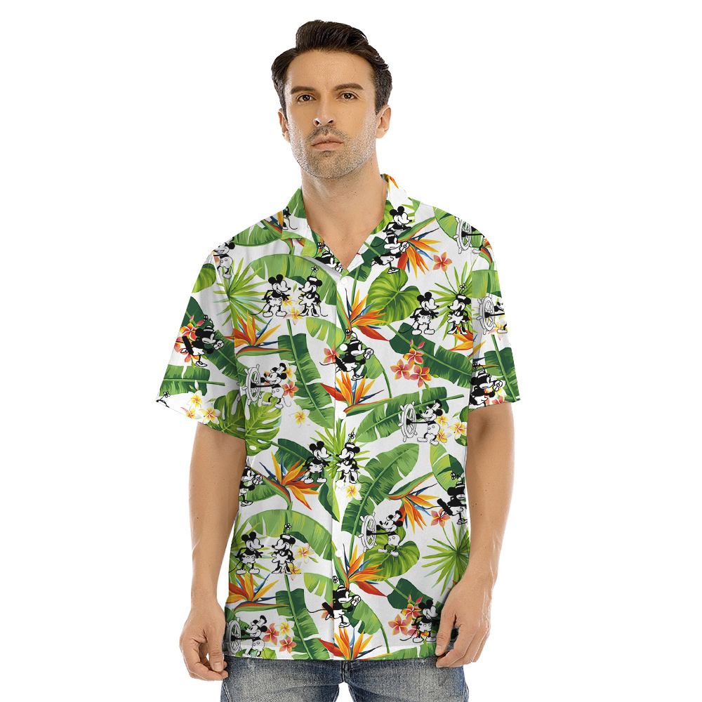 Tropical Mickey Steamboat Willie Matching Family Hawaiian Outfits