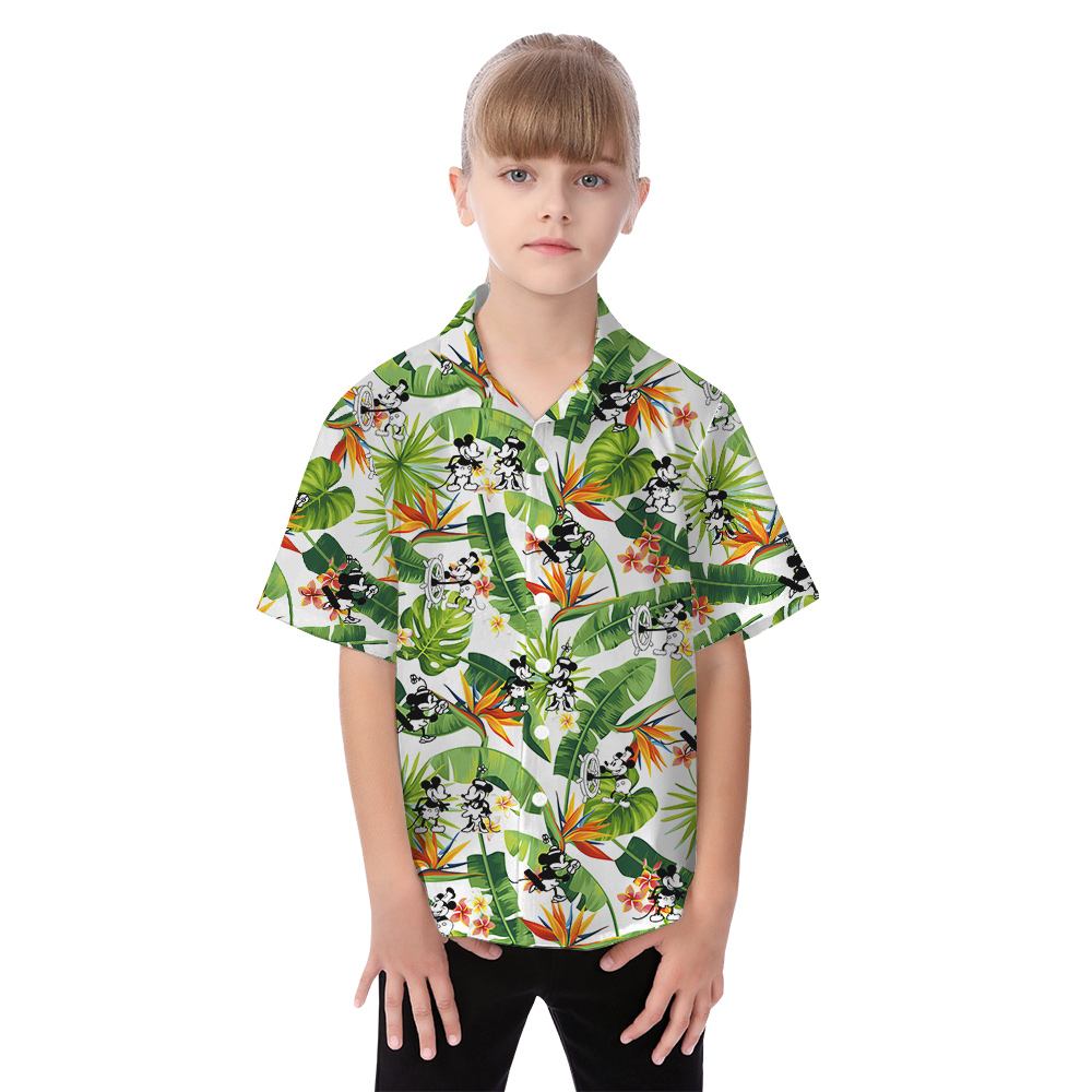 Tropical Mickey Steamboat Willie Matching Family Hawaiian Outfits