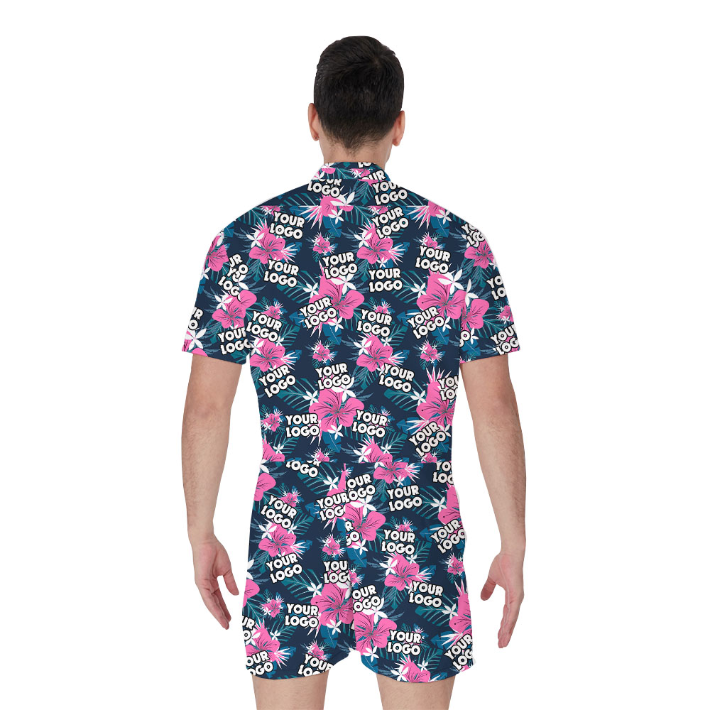 Purple Custom Face Men's Tropical Romper