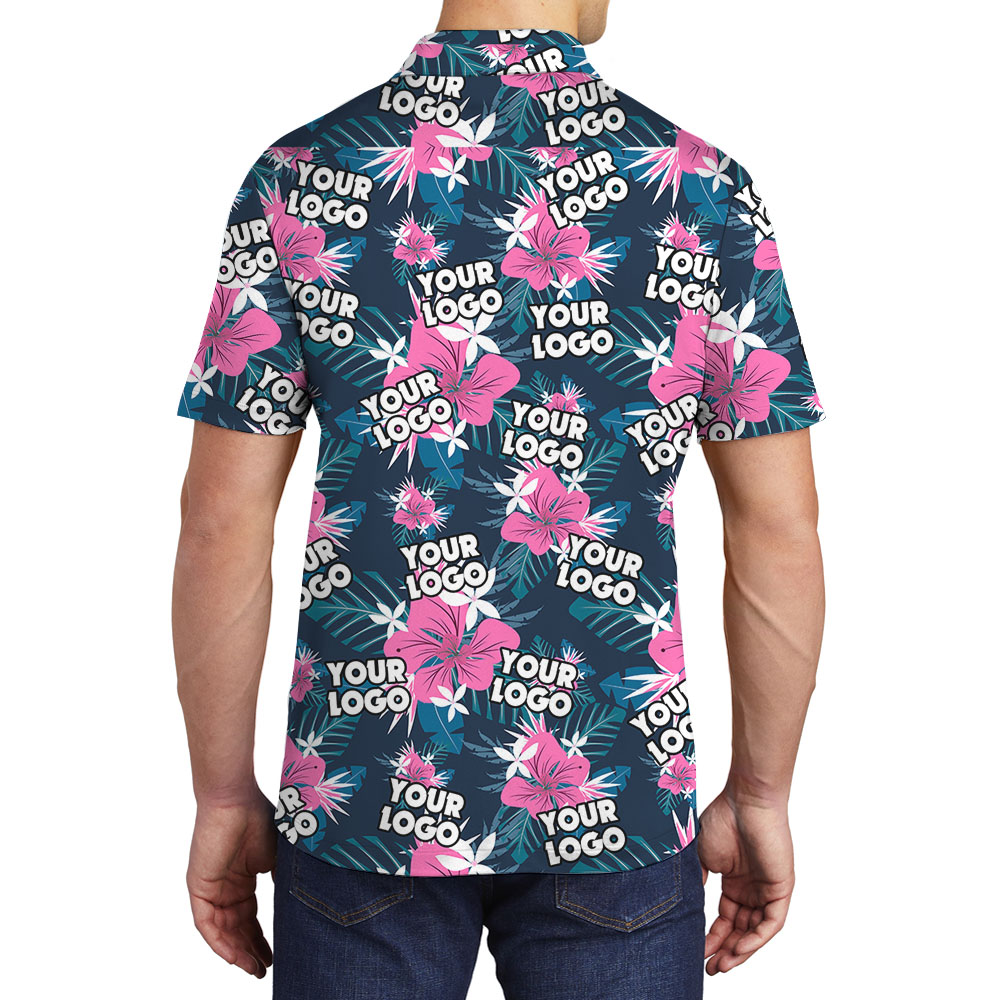 Custom Logo Men's Polo With Purple Floral