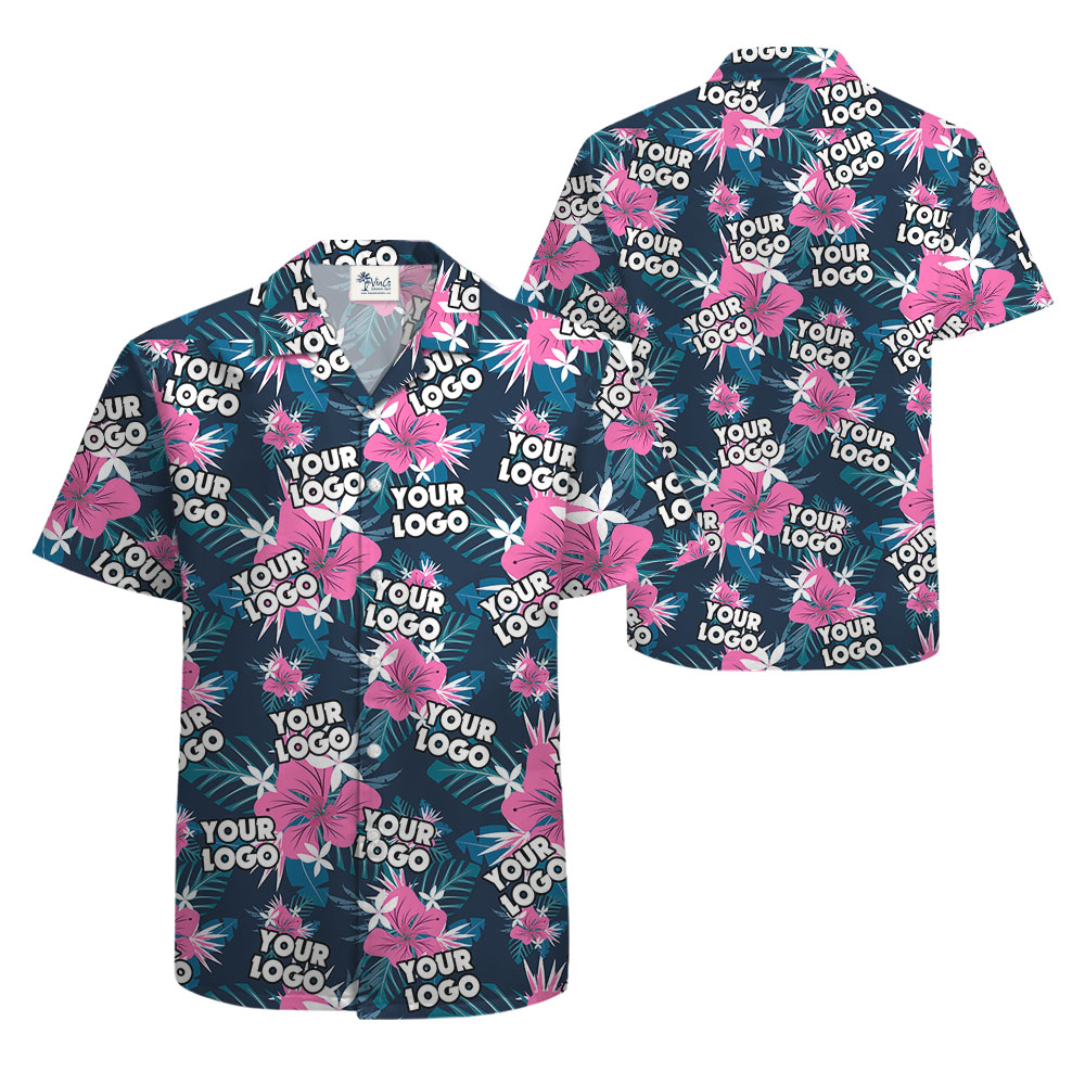 Custom Logo Purple Floral Hawaiian Shirts