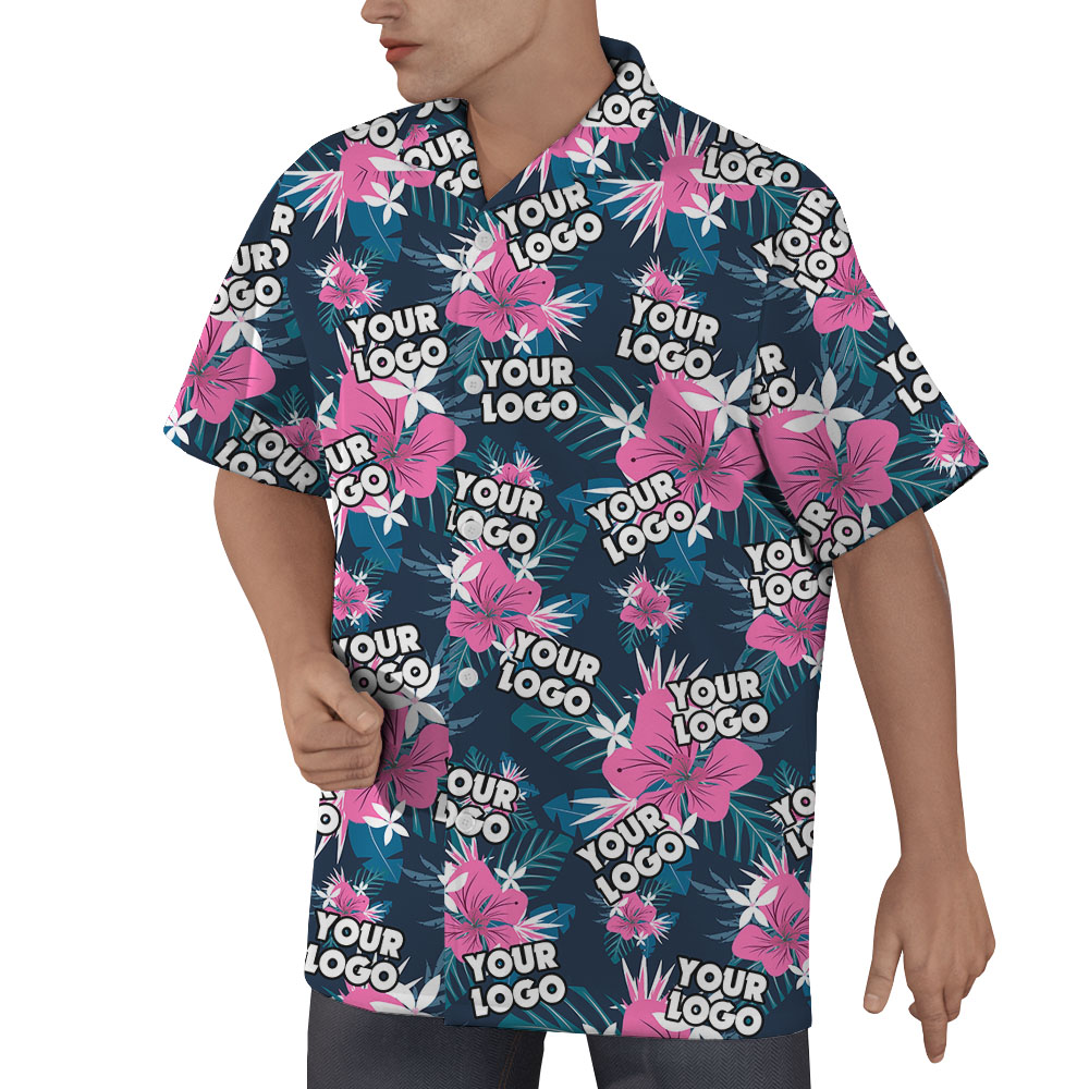 Custom Logo Purple Floral Hawaiian Shirts