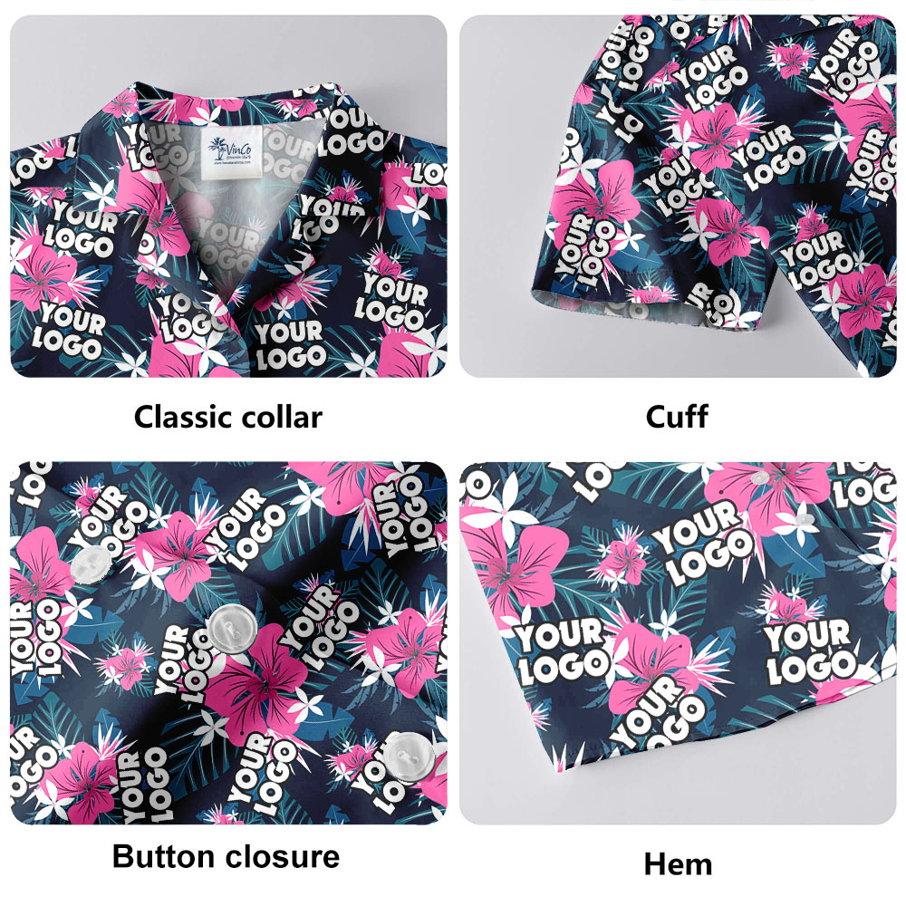 Custom Logo Purple Floral Hawaiian Shirts
