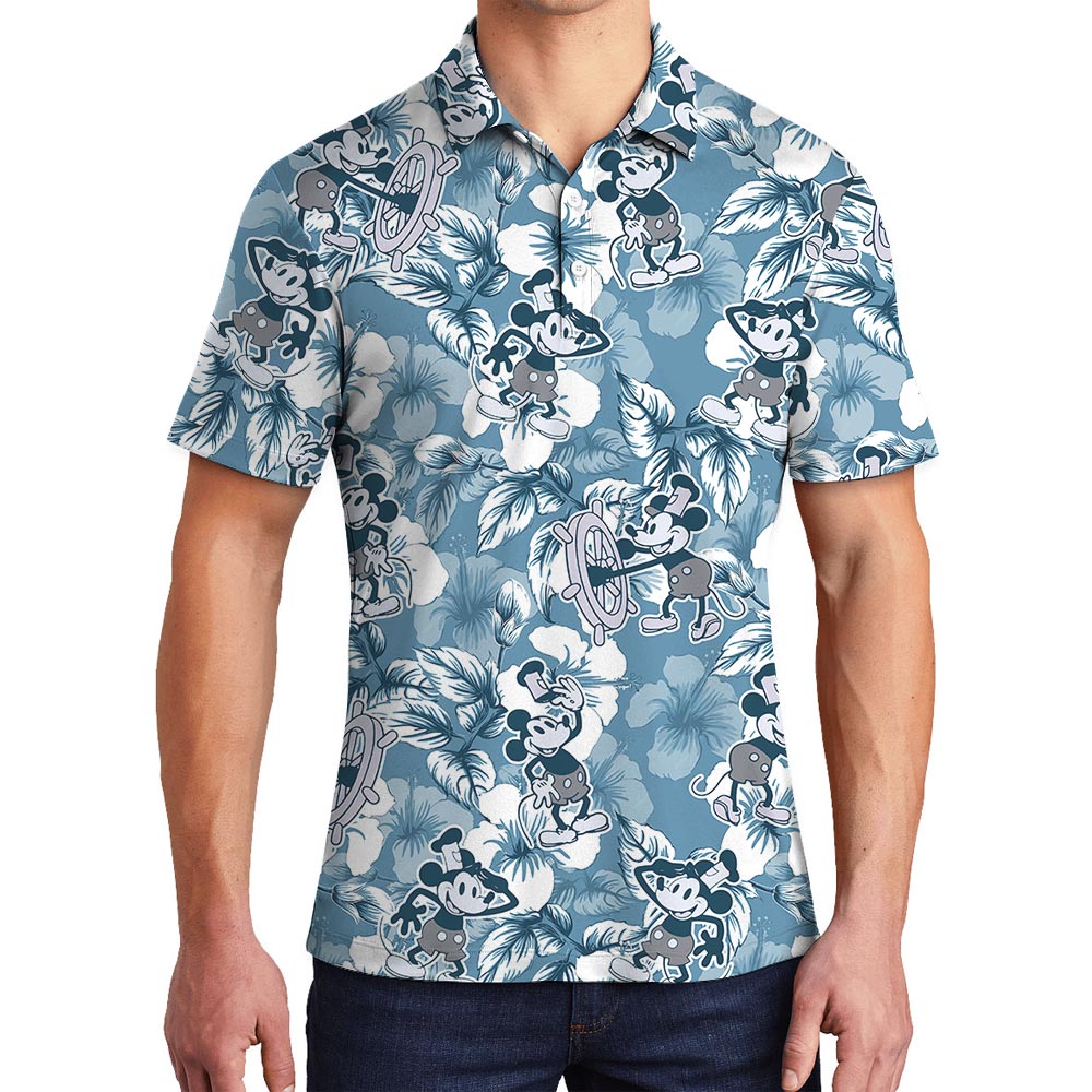 Steamboat Willie Mickey Hawaiian Polo Shirt For Men - variant image 1