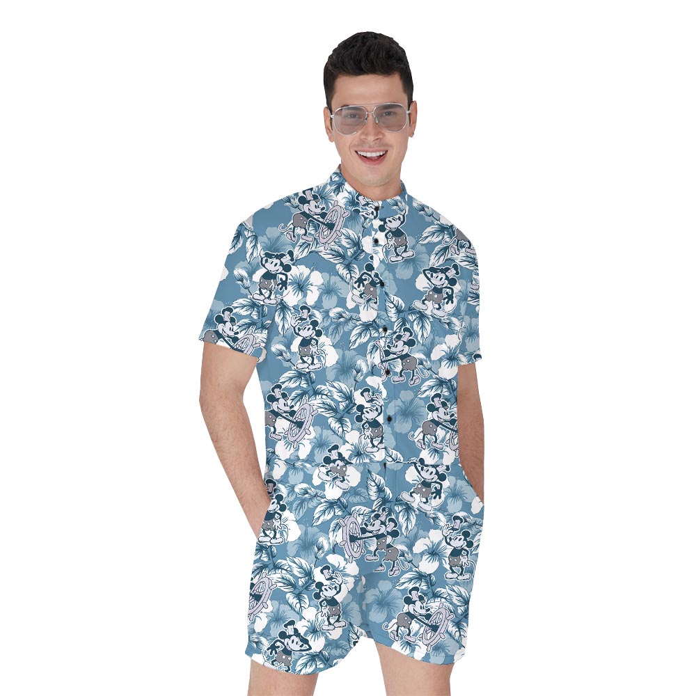 Steamboat Willie Blue Tropical Romper For Men - variant image 1