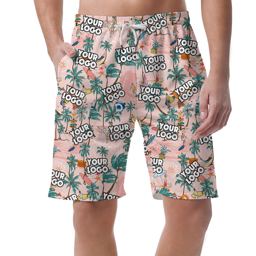 Pink Beach Hawaiian Shorts With Custom Logos - variant image 1