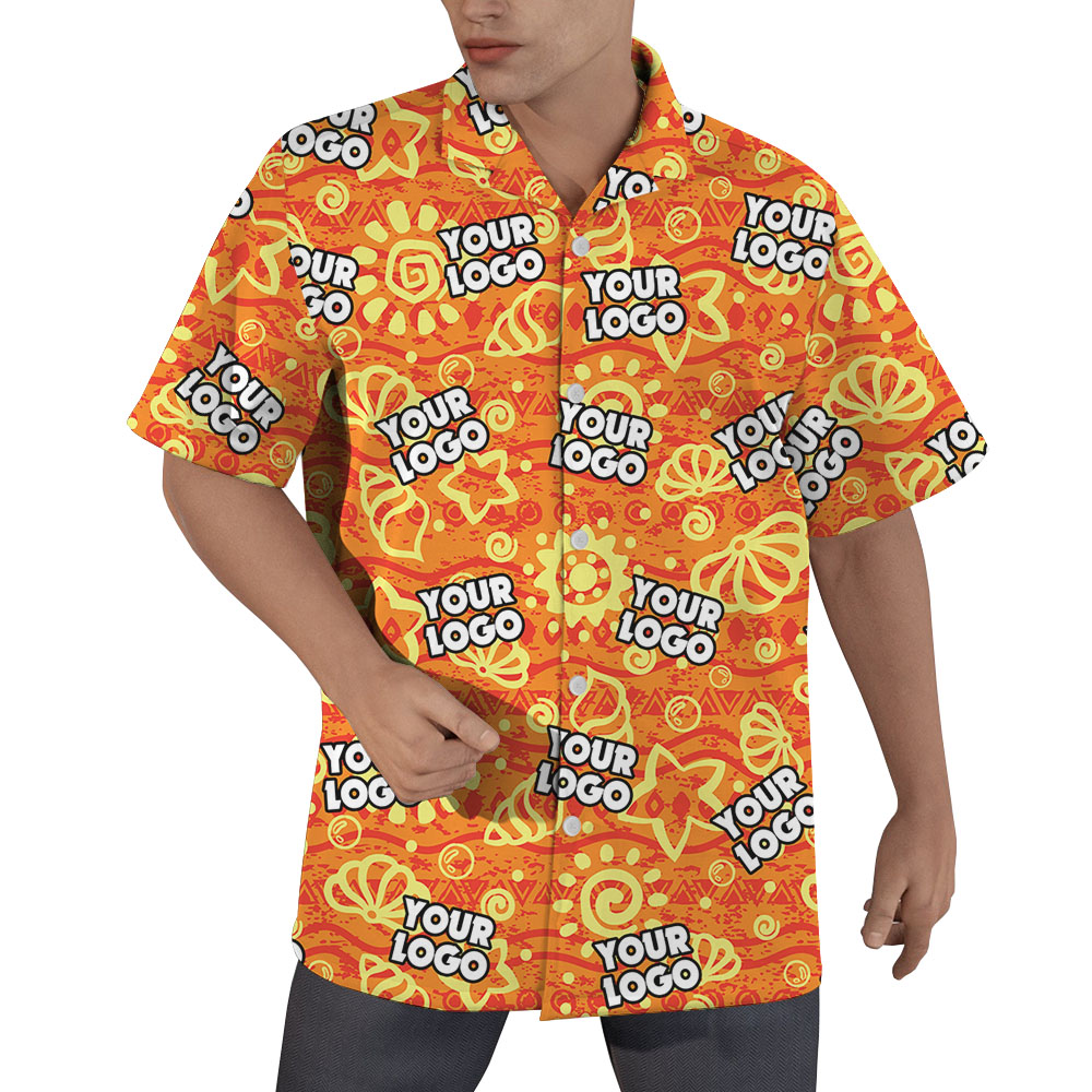 Custom Logo Orange Hawaiian Shirt For Company - variant image 1