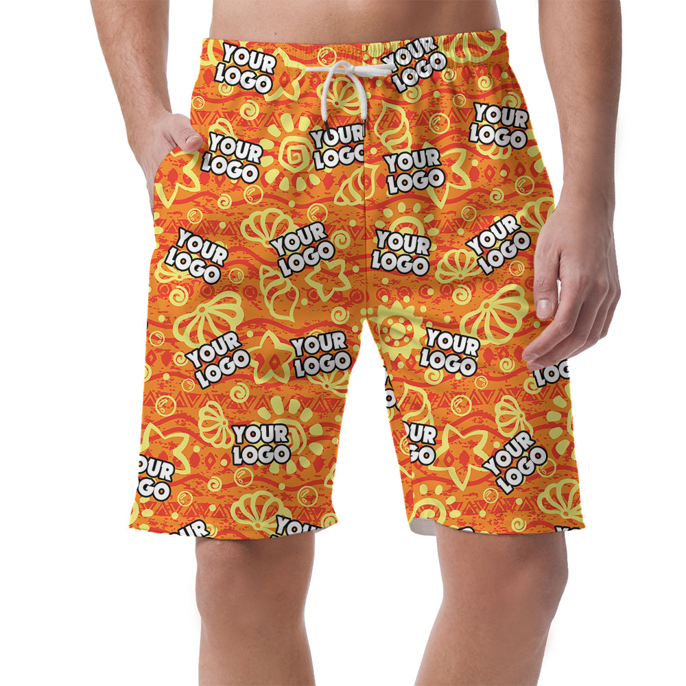 Orange Vintage Hawaiian Shorts With Custom Logo - variant image 1