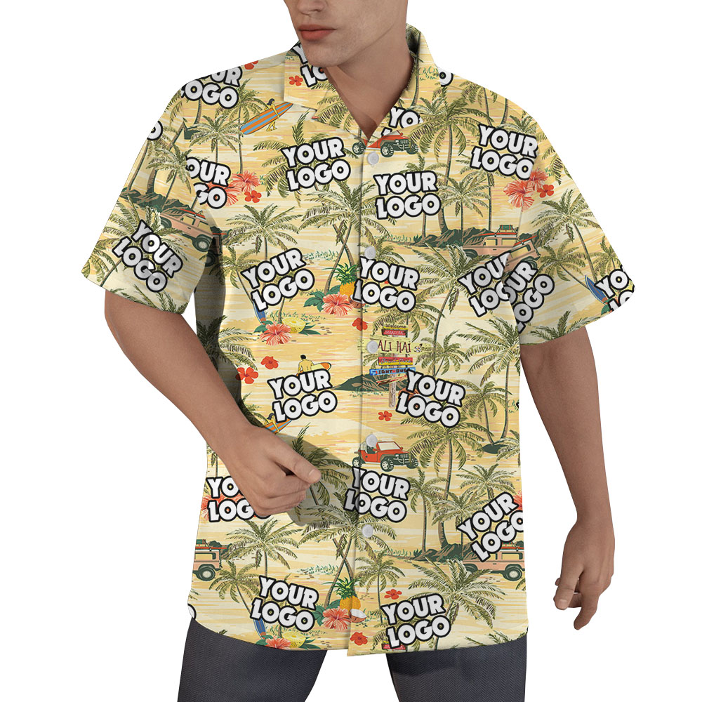 Vintage Custom Logo Yellow Hawaiian Shirt - variant image 1