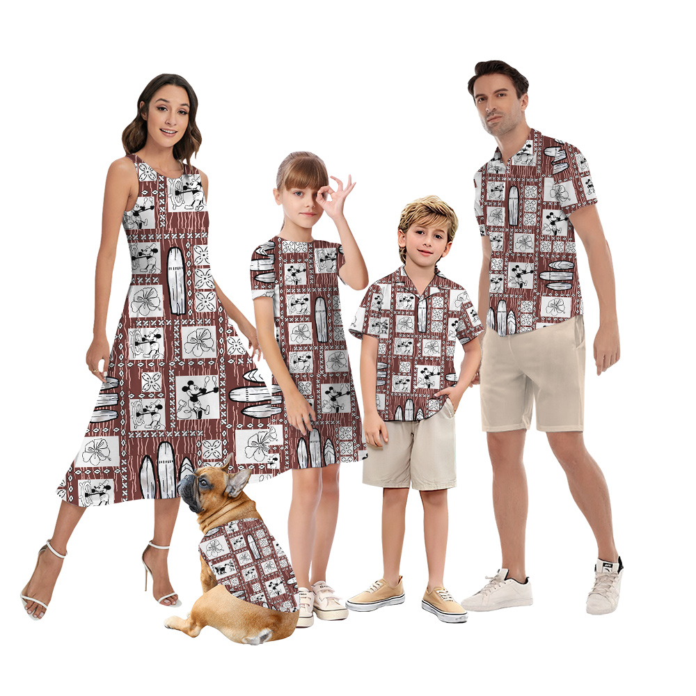 Mickey Mouse Surfing Boat Classic Matching Family Hawaiian Outfits - variant image 1