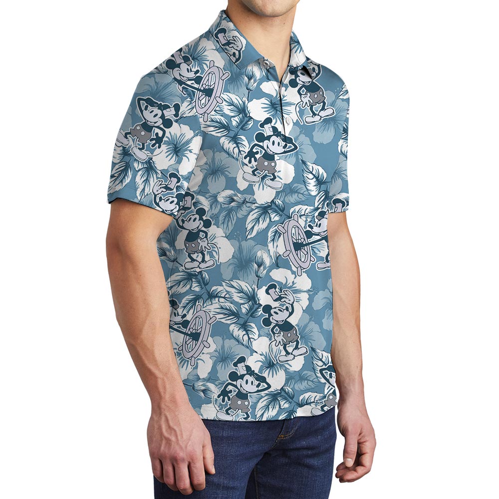 Steamboat Willie Mickey Hawaiian Polo Shirt For Men