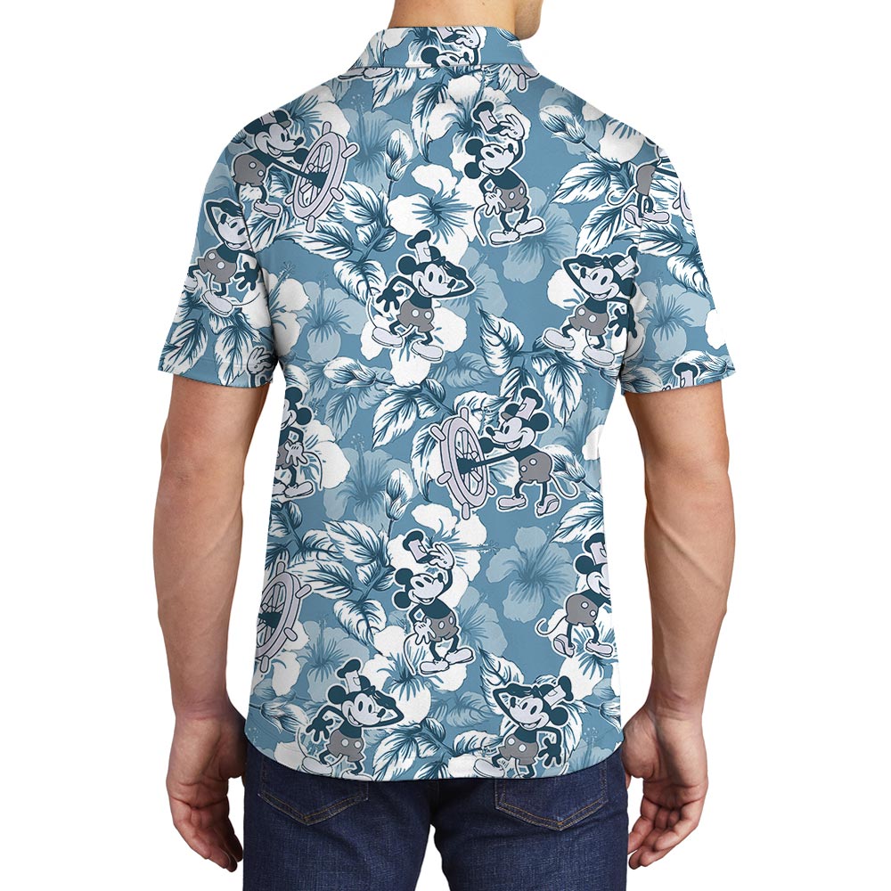 Steamboat Willie Mickey Hawaiian Polo Shirt For Men