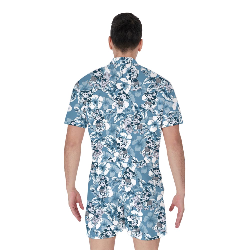 Steamboat Willie Blue Tropical Romper For Men