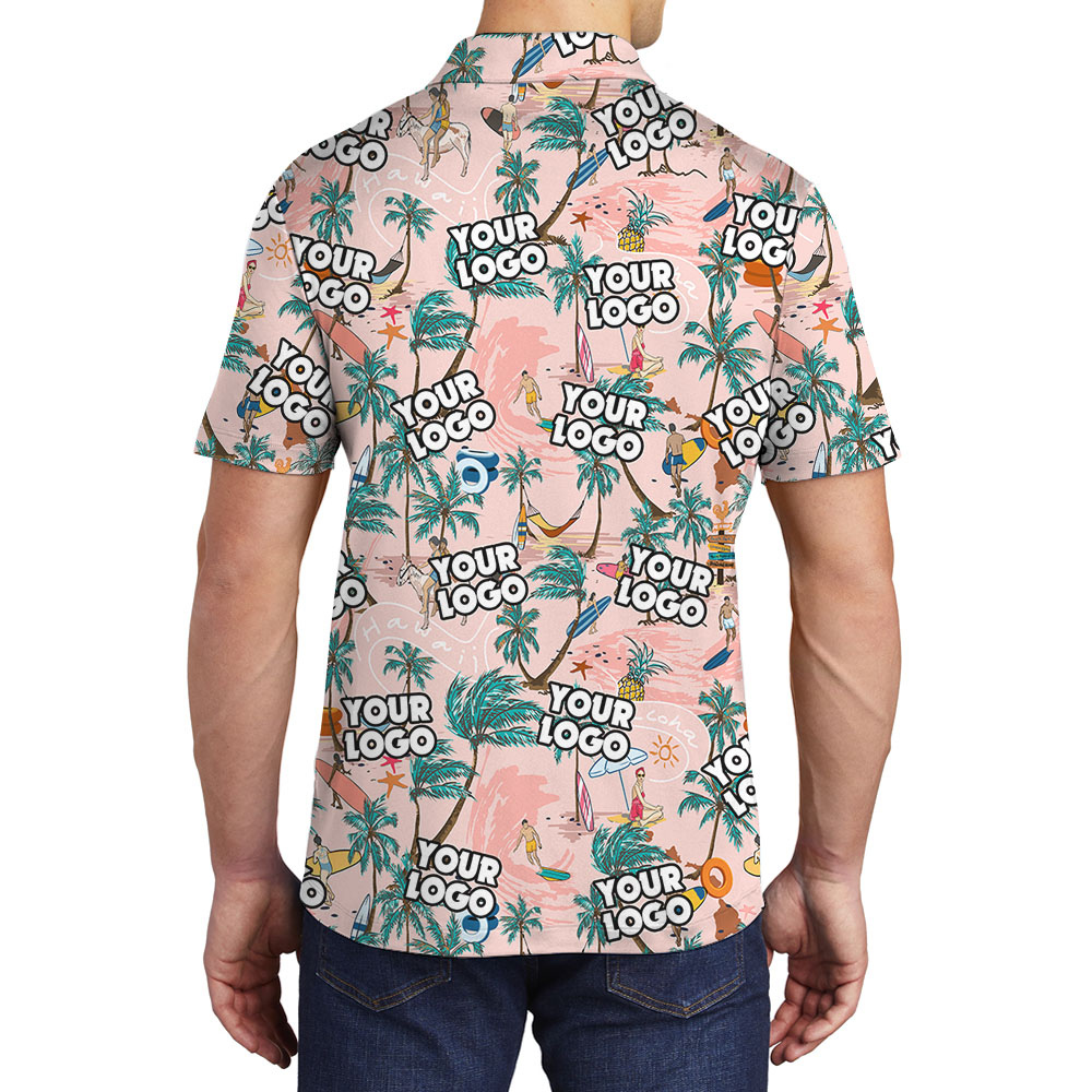 Men's Hawaiian Polo Beach Shirt With Logos