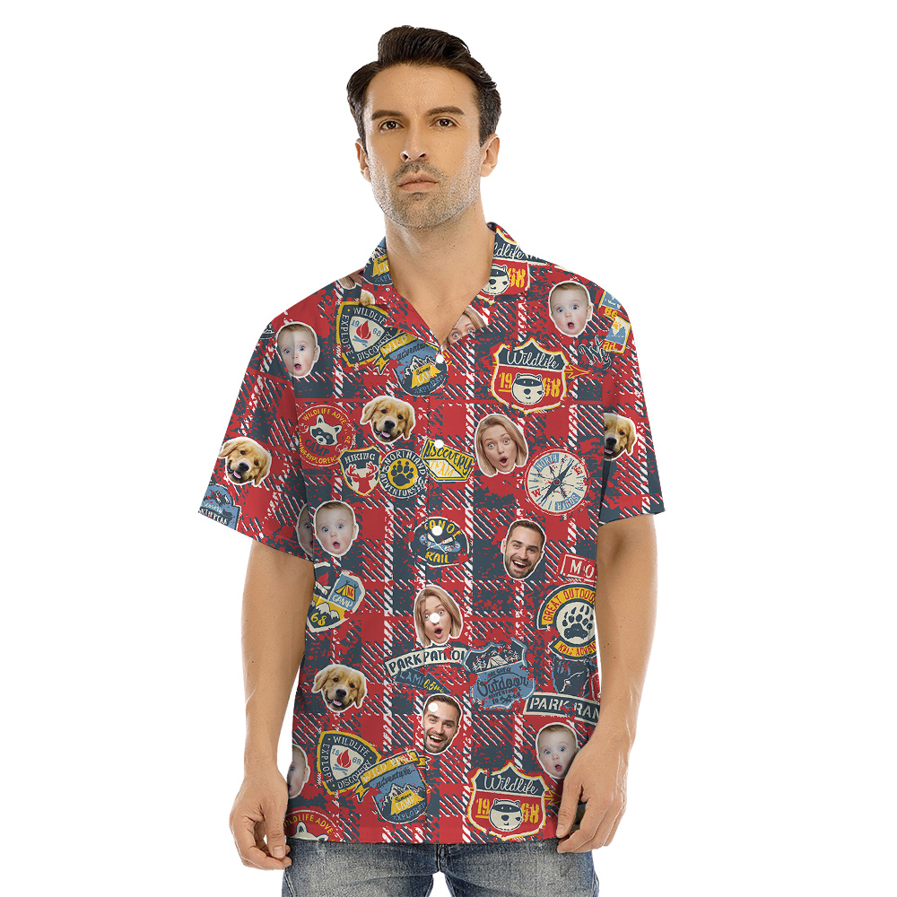 Custom Face Family Camping Matching Hawaiian Outfits