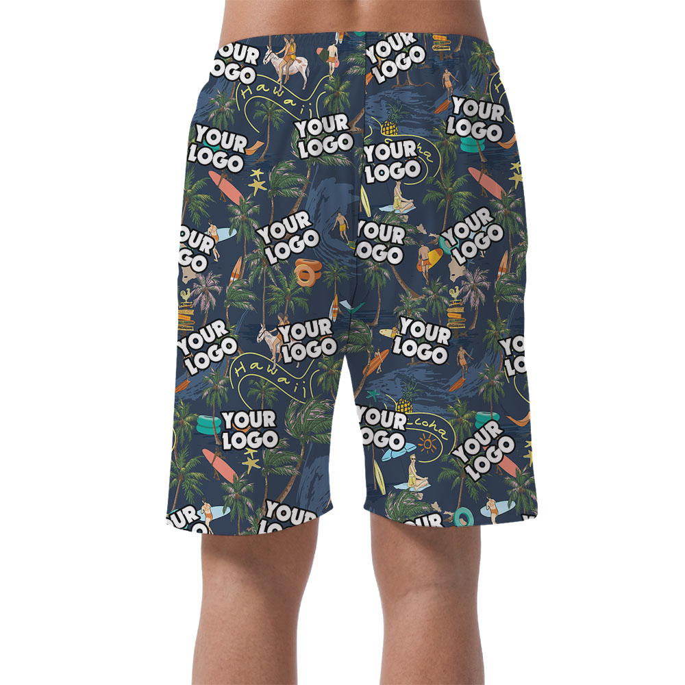 Custom Logo Palm Tree Men's Hawaiian Shorts