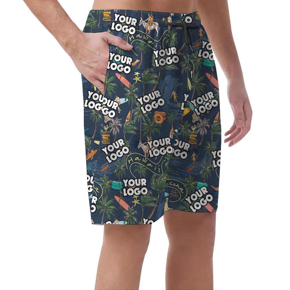 Custom Logo Palm Tree Men's Hawaiian Shorts