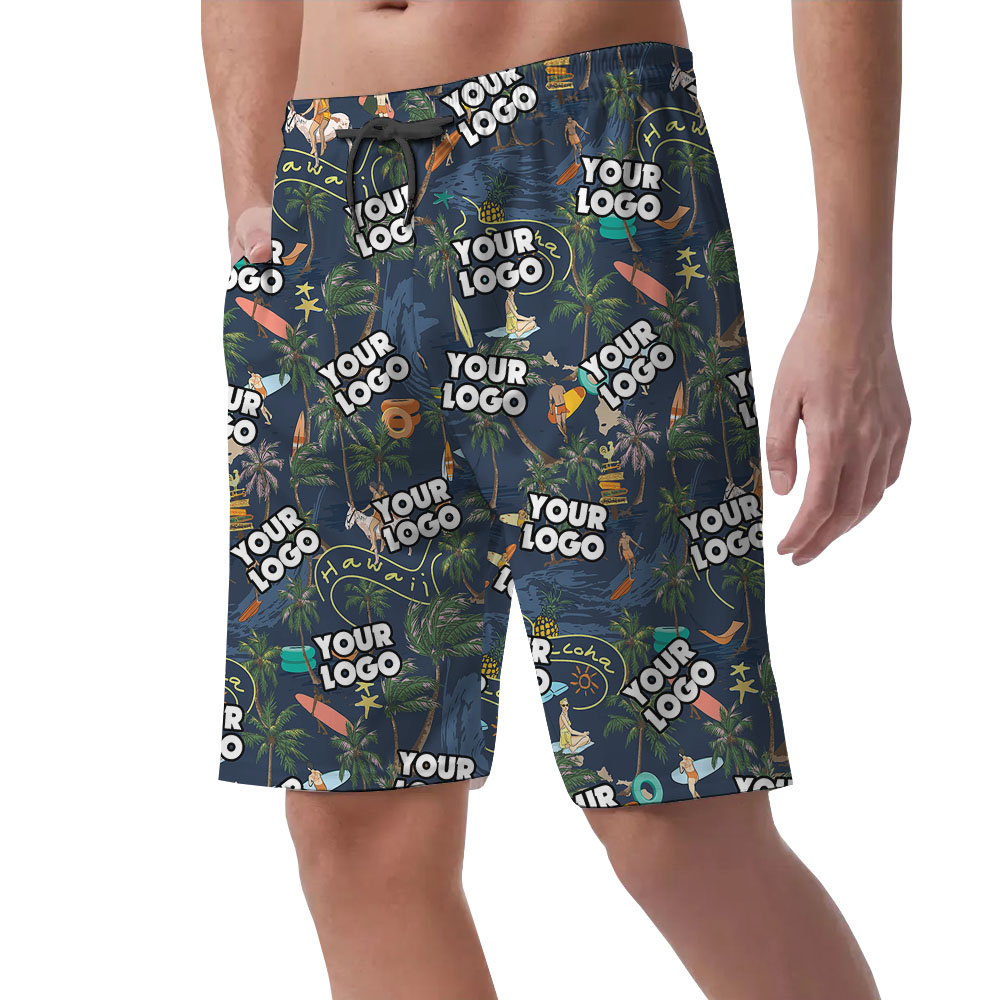 Custom Logo Palm Tree Men's Hawaiian Shorts