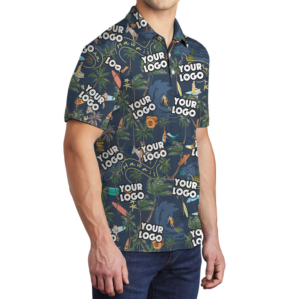 Men's Collared Polo Shirt With Multi Logos